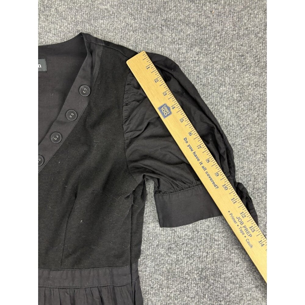 En Saison Dress Womens Medium Black Puff Sleeve‎ Tiered V-Neck Maxi Side Zip - Picture 3 of 11